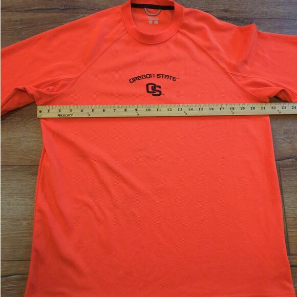 Columbia OS Oregon State Men's Medium Short Sleeve Shirt Neon Orange Mesh Sport - Picture 5 of 7